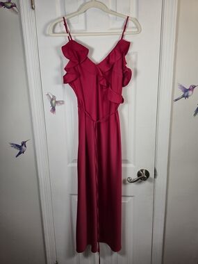 A New Day Ruffle Faux Wrap Maxi Dress Red Size L